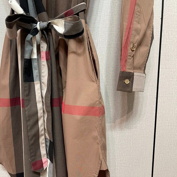 Burberry Plaid Print Knee-Length Dress - Brown Dresses - Picture 7 of 8